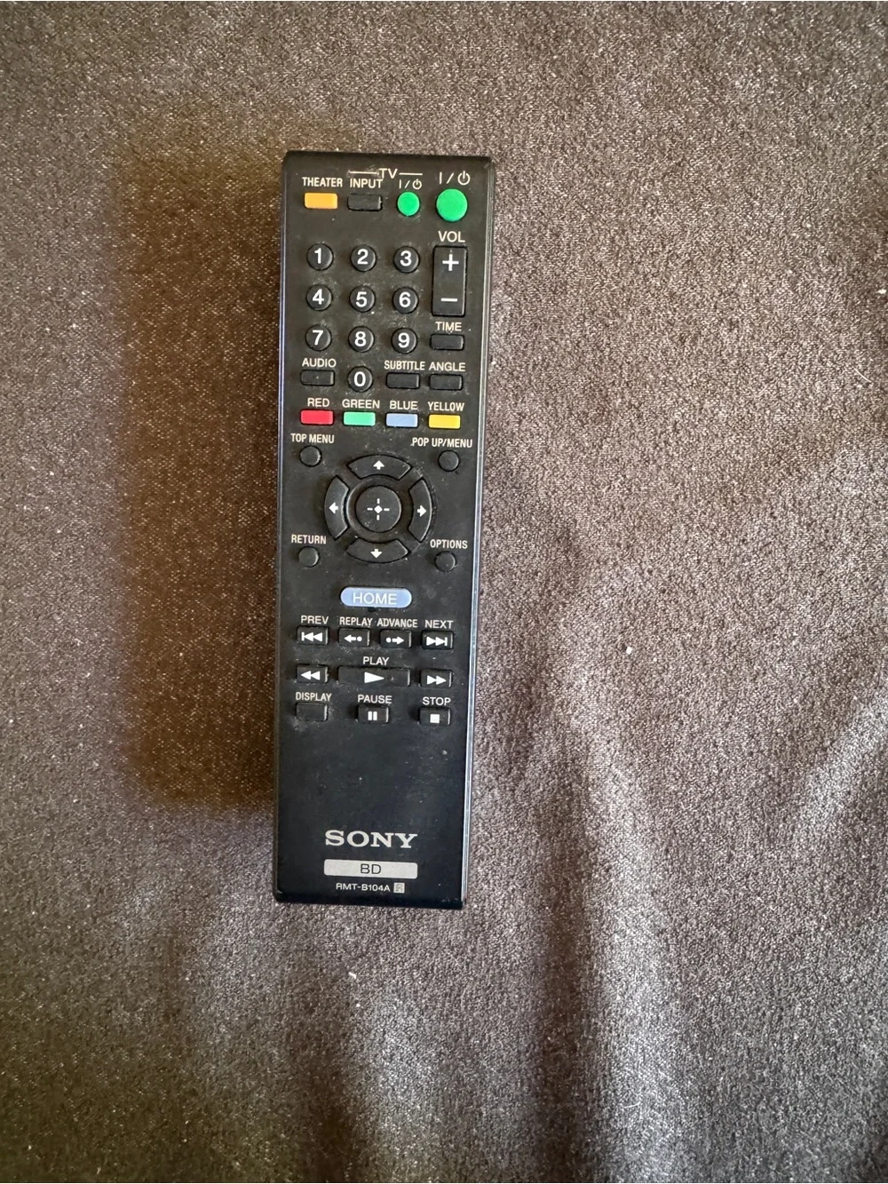 Sony RMT-B104A Blu-ray disc player remote control